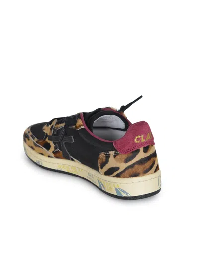 Premiata Leopard Print Low-top Sneakers With Black Suede Overlays In Animal Print