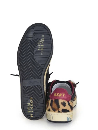 Premiata Leopard Print Low-top Sneakers With Black Suede Overlays In Animal Print