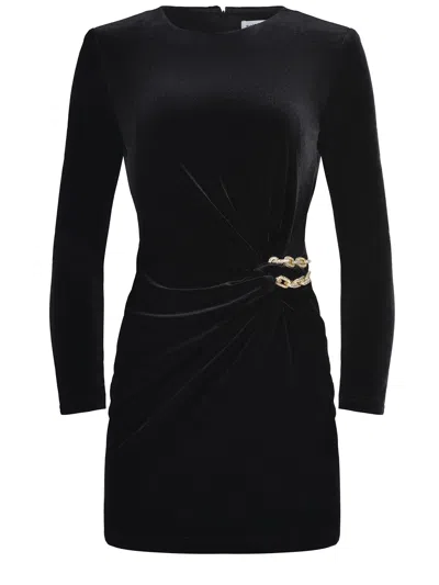 Self-portrait Mini Velvet Dress In Black