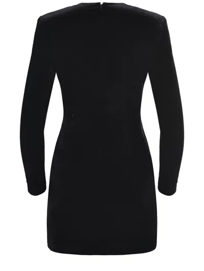 Self-portrait Mini Velvet Dress In Black