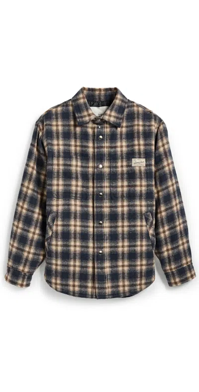 Dunst Unisex Quilted Check Flannel Shirt Navy Check In Multi