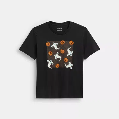 Coach Pumpkin And Ghost Signature Classic T-shirt In Black