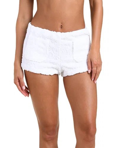 L'agence Amiya Ornate Terry Hot Shorts Swim Cover-up In White