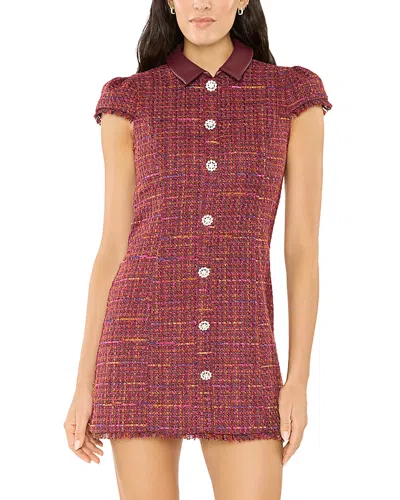 Likely Riello Fringe Tweed Minidress In Red