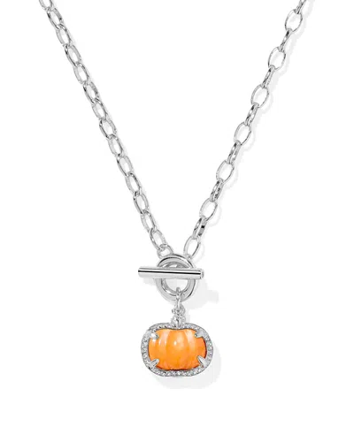 Kendra Scott Orange Mother Of Pearl Pumpkin Pendant Necklace, 17 In Silver