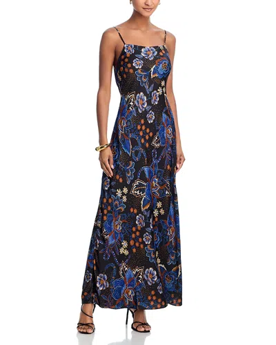 Farm Rio Snakes Bouquet Maxi Slip Dress In Blue