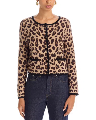 Paige Oberon Leopard Spot Crop Merino Wool Cardigan In Multi