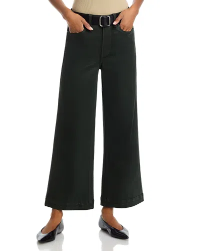 Paige Anessa High Rise Wide Leg Jeans In Dark Rosin Luxe Coating In Black