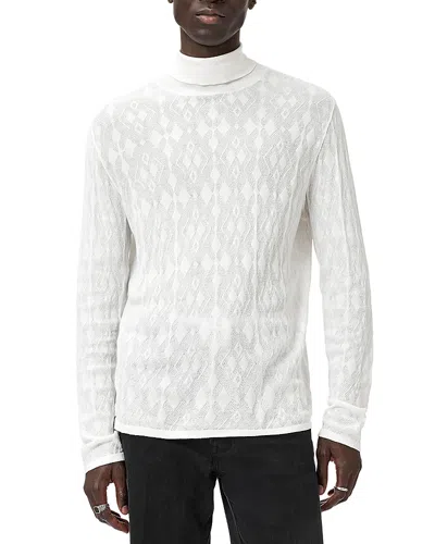 John Varvatos Alistair Broken Argyle Turtleneck Sweater In White