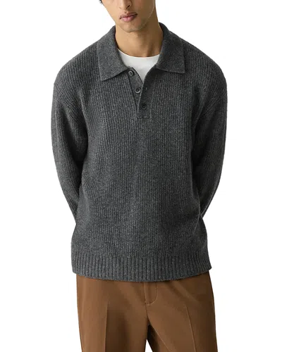 Theory Relaxed Polo Sweater In Astor Wool In Gray