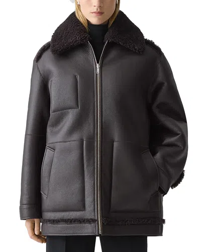 Theory Genuine Shearling Reversible Coat In Brown