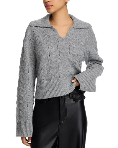 Steve Madden Esthere Pointelle Collar Sweater In Gray