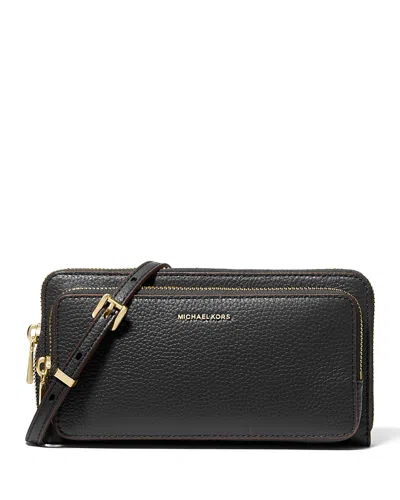 Michael Kors Jet Set Large Pebbled Leather Convertible Crossbody Bag In Black