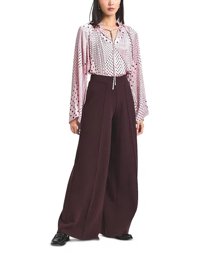 Derek Lam 10 Crosby Tempset Pleated Wide Leg Pants In Burgundy