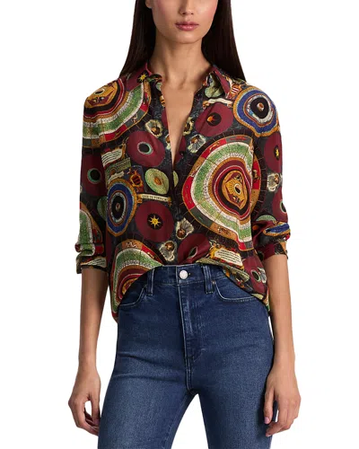 Alice And Olivia Hands Of Time Willa Placket Top In Multi