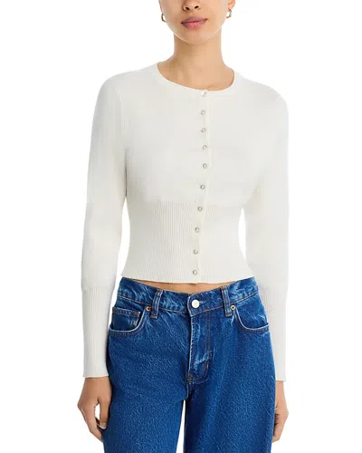 525 Crewneck Cardigan Sweater In White