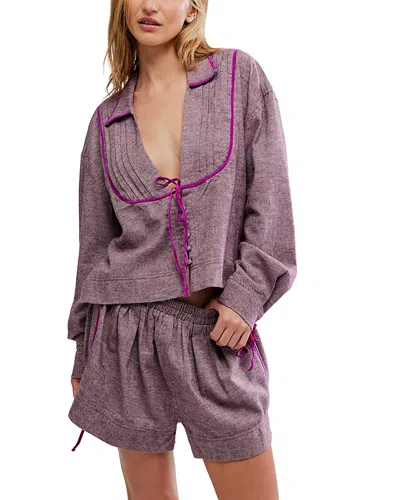 Free People Close To Home Cotton Flannel Short Pajamas In Pink
