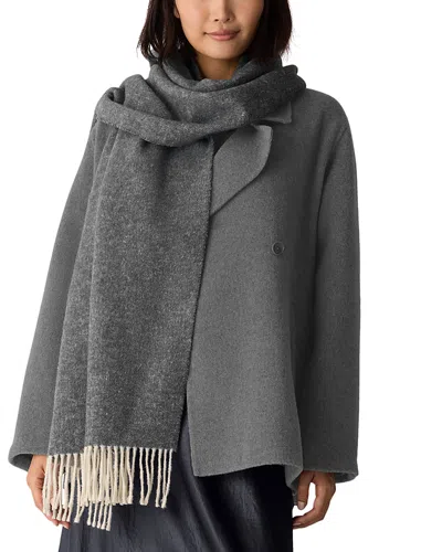 Eileen Fisher Fringe Trim Wrap Scarf In Gray