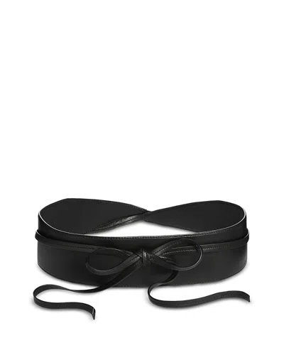 Eileen Fisher Leather Obi Belt In Black