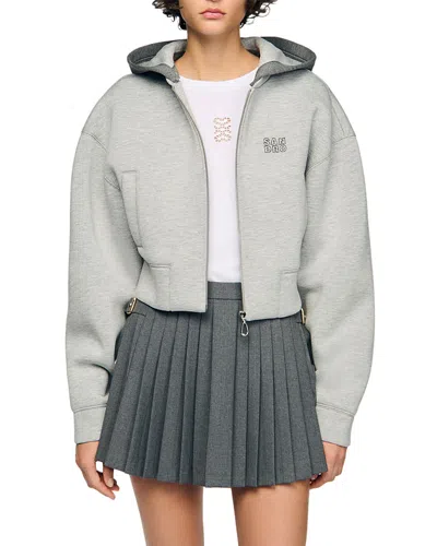 Sandro Jake Embroidered Hoodie In Gray