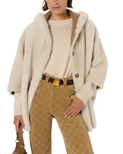 Gerard Darel Marion Shearling Cape Jacket In Sand