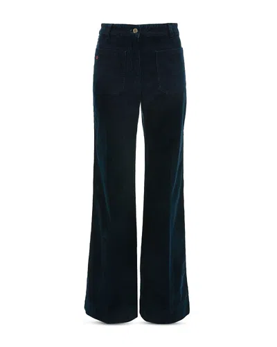 Victoria Beckham Alina High Waist Corduroy Jeans In Indigo In Blue