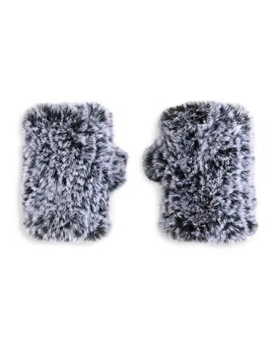 Surell Faux Fur Fingerless Mittens In Blue