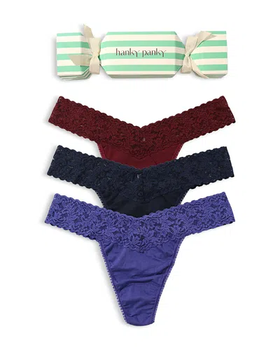 Hanky Panky Signature Lace Original Rise Thong, Pack Of 3 In Multi