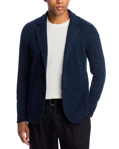 Maurizio Baldassari Winter Wool, Cotton & Nylon Mouline Sweater Jacket In Blue