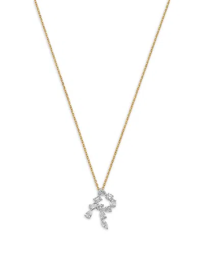 Bloomingdale's Fine Collection Luxe Collection Certified Mixed Cut Lab Grown Diamond Initial Pendant Necklace In 14k White & Yellow In Red