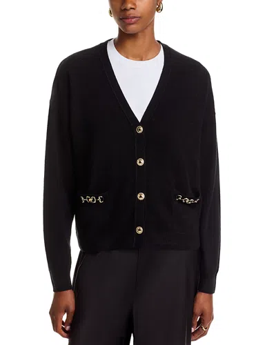 C By Bloomingdale's Cashmere Hardware Trim V Neck Cardigan - Exclusive In Black