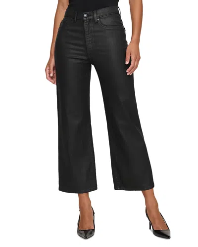 Dl1961 Karmine Refined Wide Leg Jeans In Black Coated In Black