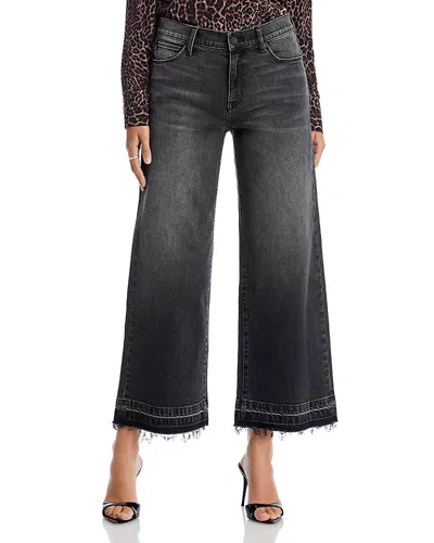 Kobi Halperin Rafaella Cropped Wide Leg Jeans In Washed Black In Black