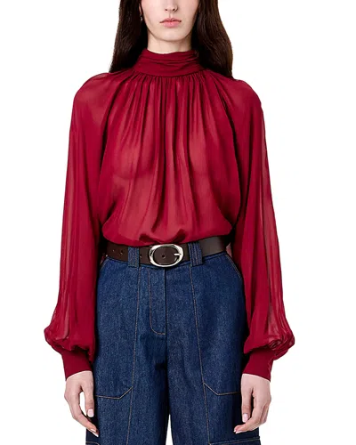 Nicholas Solene Mock Neck Draped Top In Red