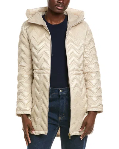 Via Spiga Chevron Quilted Coat In Neutral