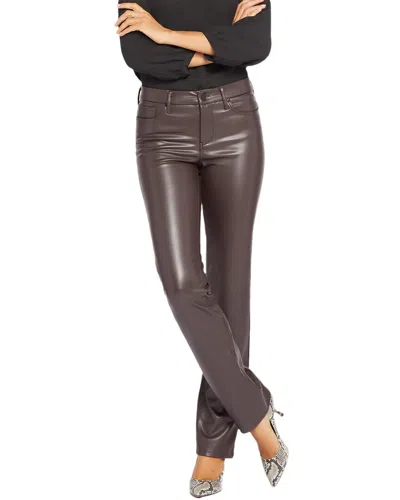 Nydj Marilyn Faux Leather Straight Leg Pants In Brown