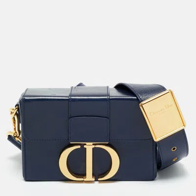 Pre-owned Dior Navy Blue Leather 30 Montaigne Box Bag