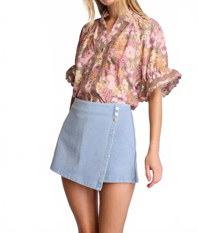 Sundays Sorrel High Waist Skort In Light Wash Denim In Blue