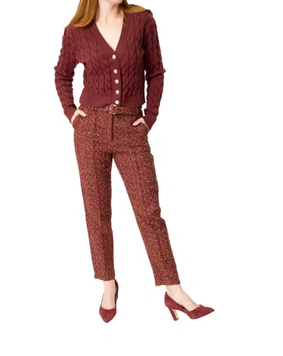 Area Stars Bria V-neck Sweater In Burgundy In Brown