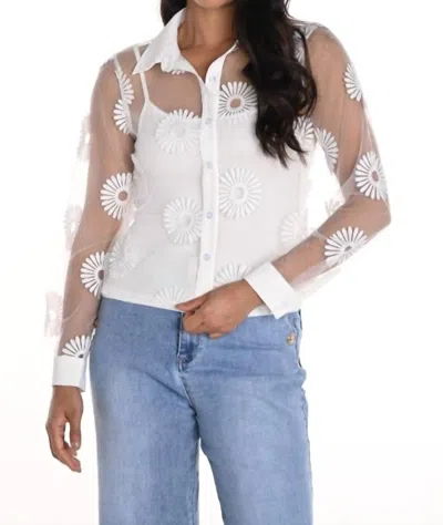 Frank Lyman Sheer Daisy Button Down W/ Cami In White In White