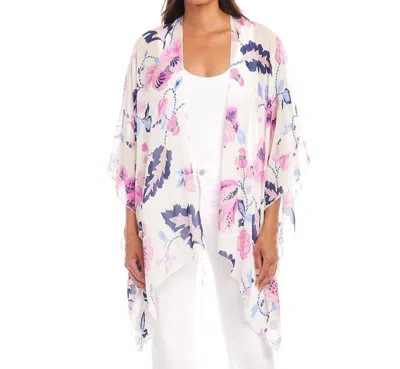 Karen Kane Open Front Jacket In Tea Rose Vine In Multi