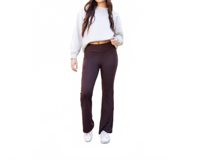 Julia Rose Rhea Bootcut Leggings With Pockets In Brown In Brown