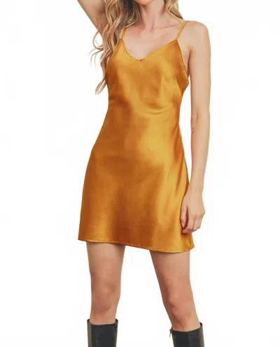 Dress Forum Sleeveless Satin Mini Dress In Sunkissed Gold In Multi
