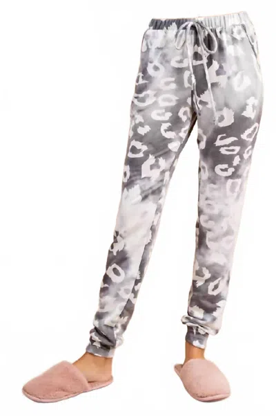 143 Story Leopard Lounge Jogger Pants (plus) In Gray In Gray
