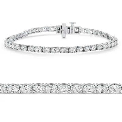 Pompeii3 4 1/2ct Oval Cut Diamond Tennis Bracelet 7" 14k White Gold Lab Grown In Metallic