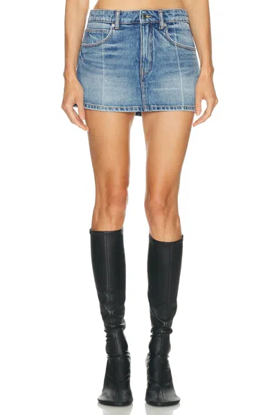 Alexander Wang Denim High Waist Carpenter Mini Skort In Blue