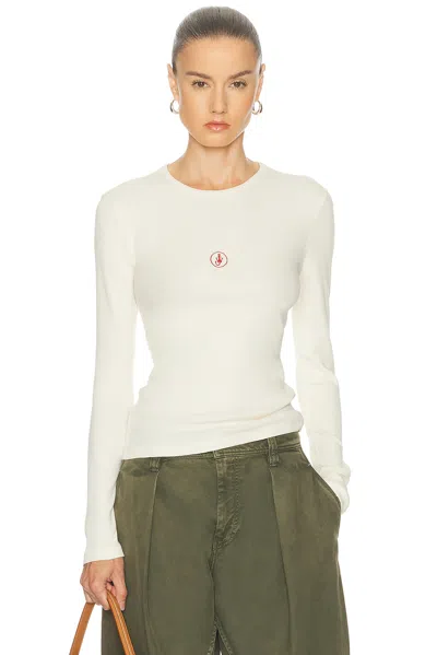 Jw Anderson Fitted Long-sleeved Top With Embroidered Logo In White