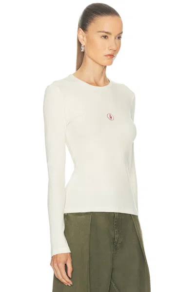 Jw Anderson Fitted Long-sleeved Top With Embroidered Logo In White