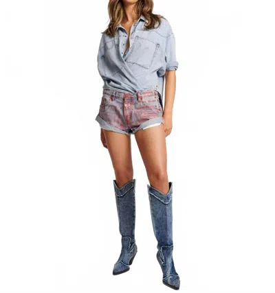 One Teaspoon Bandits Low Waist Denim Shorts In Red Devil In Multi