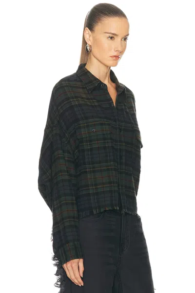 R13 Plaid Crop Button-up Work Shirt In Multi
